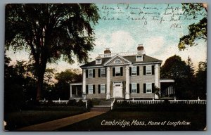 Postcard Cambridge MA c1907 Home Of Poet Henry Wadsworth Longfellow