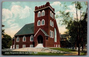 Postcard Boston MA c1909 Presbyterian Church Hyde Park CDS Flag Cancel