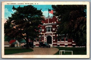 Postcard Laconia White Mountains New Hampshire c1914 The Armory Old Cars