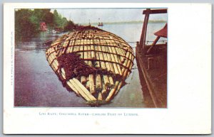 Postcard Pacific Northwest c1900’s Log Raft Columbia River by D. M. Averill