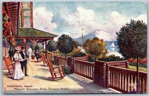 Postcard c1910 Mount Tacoma From Tacoma Motel Washington Tucks Oilette