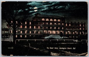 Postcard Burlington Ontario c1908 The Brant Hotel at Night Halton County