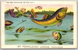Postcard 1942 Greetings From Fernleigh Lodge Ontario Lennox and Addington County