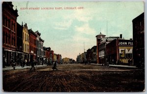 Postcard Lindsay ONT 1909 Kent Street Looking East Port Hope & Toronto RPO