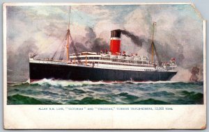 Postcard Allan RM Line Victorian and Virginian Turbine Triple Screws Steamers