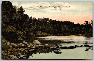 Postcard London Ontario c1909 River Thames Scenic View 
