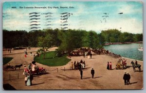 Postcard Denver CO c1909 The Lakeside Promenade City Park Horse Cart Old Cars