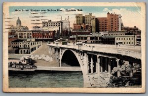 Postcard Houston TX c1918 Main Street Viaduct Over Buffalo River CDS Cancel