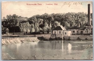 Postcard London Ontario c1906 Waterworks Dam Pumphouse Springbank Park