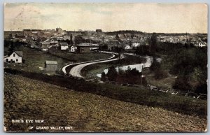 Postcard Grand Valley ONT 1907 Birds Eye View Split Ring Cancel Amaranth Station