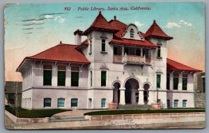 Postcard Santa Ana CA c1912 Public Library Demolished In 1960