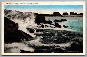 Postcard Kennebunkport ME c1930s "Blowing Cave" Old Houses Surf BJ Whitcomb 