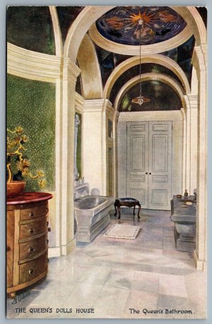Postcard London UK c1920s Tuck Oilette Queens Doll House The Queens Bathroom
