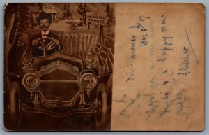 Postcard RPPC c1907 San Francisco CA Studio Photo Man In Car CDS Machine Cancel