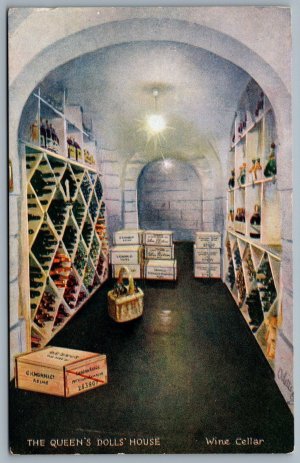 Postcard London UK c1920s Tuck Oilette Queens Doll House Wine Cellar