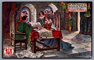 Postcard UK c1920s Liverpool Pageant John Leland Historian & Librarian to Henry 