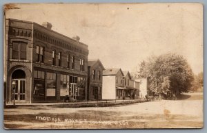 Postcard RPPC c1910s Epworth IA Main St. Looking West Post Office Horse Carriage