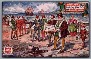 Postcard UK c1920s Liverpool Pageant Ralph Corbett Mayor Inspecting Plan.. Pier