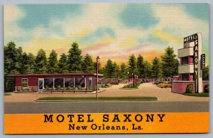Postcard New Orleans Louisiana c1953 Motel Saxony U.S. 90 East Quality Courts