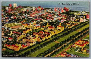 Postcard Chicago IL c1941 University of Chicago Aerial View Campus Linen
