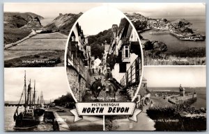 Postcard RPPC c1940s North Devon United Kingdom Picturesque Multi Views Towns