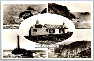 RPPC c1930s United Kingdom Multi Views Lands End Longships Lighthouse etc..