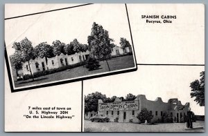 Postcard Bucyrus OH c1950s Spanish Cabins Tavern Dinners Lincoln Highway
