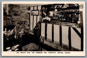 Postcard RPPC c1930s Devon UK The Harbour Inn Private Bar Axmouth Seaton
