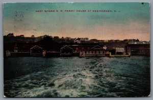 Postcard Weehawken NJ c1911 West Shore Railroad Ferry House Hudson RPO Cancel 
