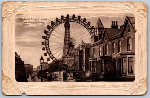 Postcard Blackpool UK c1912 Adelaide Street Wheel and Tower Fancy Border