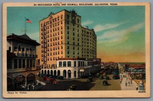 Postcard Galveston TX c1943 Buccaneer Hotel Seawall Blvd. PFC Harvey J. Freedman