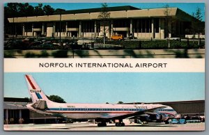 Postcard Norfolk VA c1970s Norfolk International Airport United Airlines N8096U