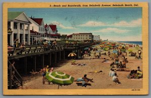 Postcard Rehoboth Beach DE c1947 Beach and Boardwalk From Rehoboth Avenue 