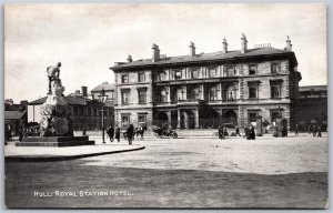 Postcard Hull United Kingdom c1910s Royal Station Hotel Old Cars