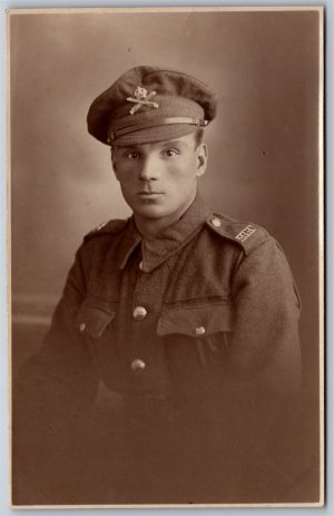 RPPC c1910s Studio Photo of Soldier Machine Gun Corps British Army by Van Ralty