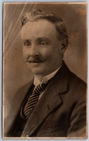 Postard RPPC c1910s Studio Photo of Older Man by Fred Ash of Liverpool B