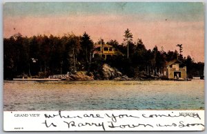 Postcard Muskoka Ontario c1911 Huntsville Grand View Resort Boathouse by Warwick