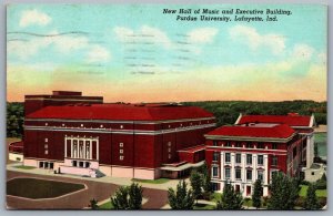 Postcard Lafayette IN c1940 Hall of Music Executive Building Purdue University