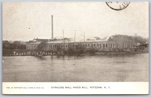 Postcard Postdam New York c1908 Syracuse Wall Paper Mill to Winchester Ontario