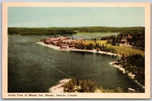 Postcard Minaki Ontario c1930s Aerial View of Inn Kenora District by PECO