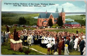 Postcard Midland Ontario Martyrs Shrine Pilgrims Making Stations of Cross Church