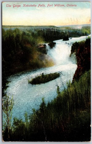 Postcard Fort William Ontario c1908 The Gorge at Kakabeka Falls Thunder Bay Area