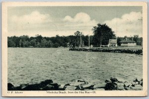 Postcard Gravenhurst Ontario c1932 Muskoka Beach from the Hoc Roc by O. F. Adams