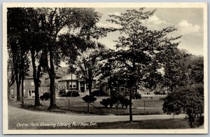 Postcard Port Hope Ontario c1930s Central Park Showing Library Durham Region