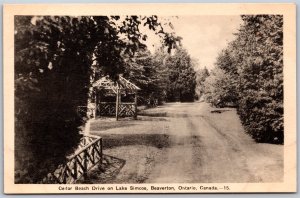 Postcard Beaverton Ontario c1930s Cedar Beach Drive on Lake Simcoe by PECO