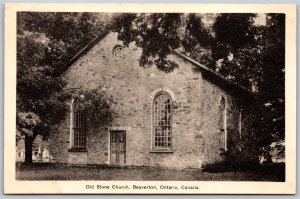 Postcard Beaverton Ontario 1930s Old Stone Church Brock Township by PECO 