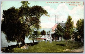 Postcard Corunna Ontario c1916 The Old Willow Tree & Island View House