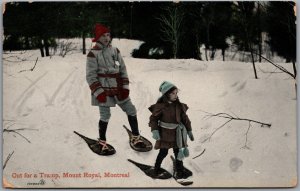 Postcard Montreal Quebec c1910 Out for a Tramp Mount Royal Winter Scene