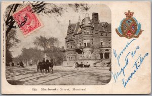 Postcard Montreal Quebec c1905 Sherbrooke Street Heraldic Coat of Arms *as is*