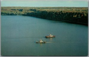 Postcard Picton Ontario c1960s Aerial View Glenora Ferries Adolphus Reach